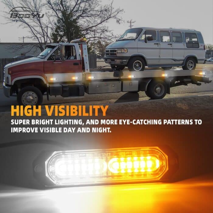 Amber & White Emergency Strobe Lights – Ultra-Slim Warning Light Bars for Trucks and Cars - Image 10