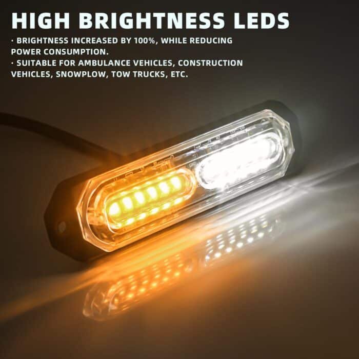 Amber & White Emergency Strobe Lights – Ultra-Slim Warning Light Bars for Trucks and Cars - Image 4