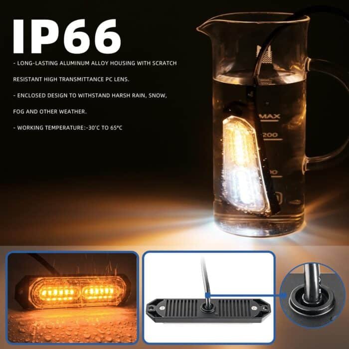 Amber & White Emergency Strobe Lights – Ultra-Slim Warning Light Bars for Trucks and Cars - Image 6