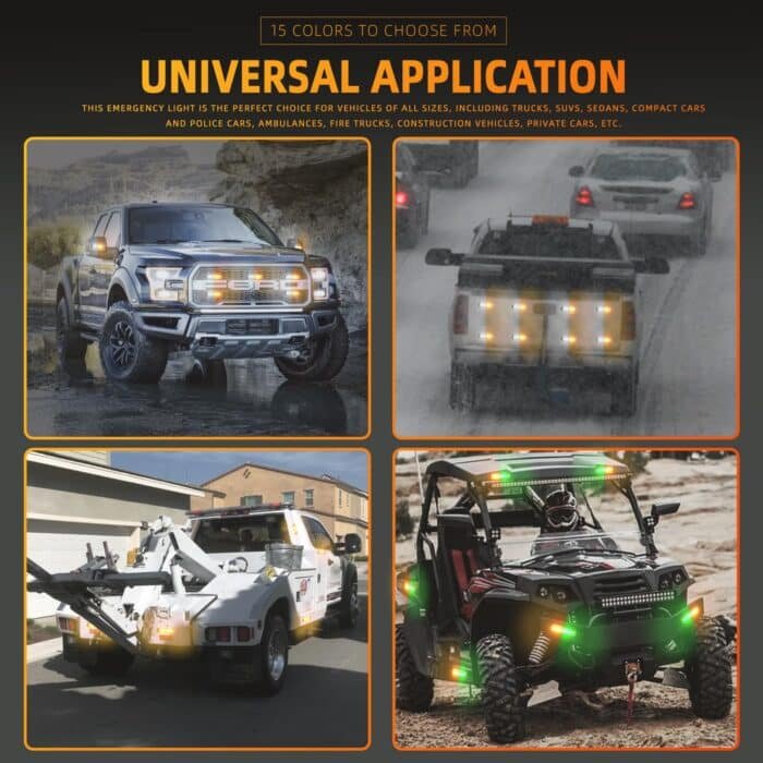 Amber & White Emergency Strobe Lights – Ultra-Slim Warning Light Bars for Trucks and Cars - Image 13