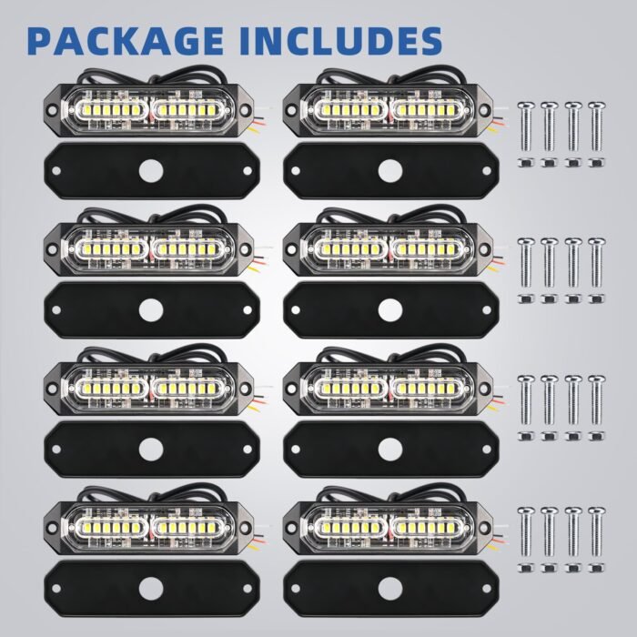 Amber & White Emergency Strobe Lights – Ultra-Slim Warning Light Bars for Trucks and Cars - Image 9