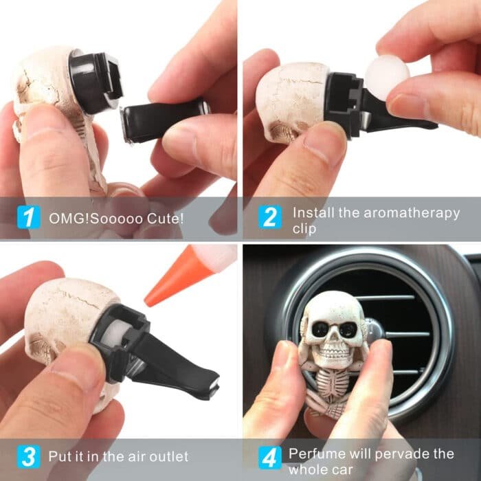 Gothic Skull Car Vent Clip - Retro Resin Air Freshener with Replaceable Scent Pads - Image 5