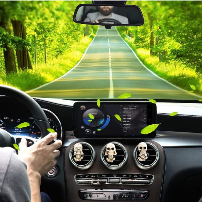 Gothic Skull Car Vent Clip - Retro Resin Air Freshener with Replaceable Scent Pads - Image 3